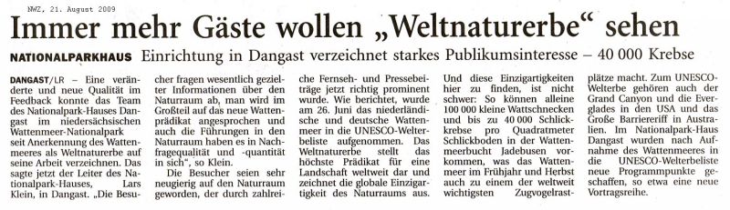 Weltnaturerbe und Nationalpark-Haus Nordwest-Zeitung